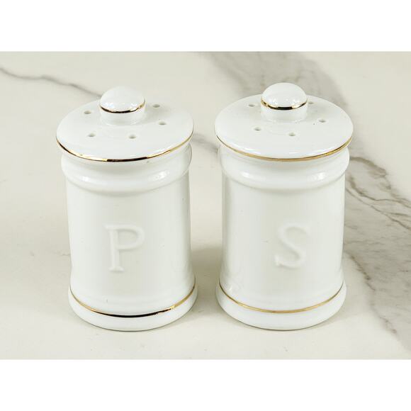 Salt & Pepper Shakers Tennessee Souvenir 80's Porcelain 2 3/4" Gold Trim Vintage - Picture 6 of 12